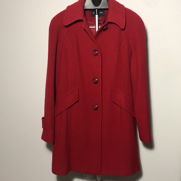 London Fog Red Wool Blend Pea Coat Sz M - Picture 1 of 9